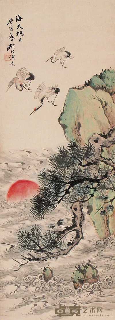 何煜 癸酉（1873年）作 海天旭日 立轴 93×34cm